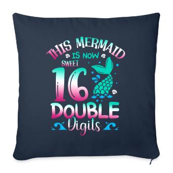 This mermaid is now 16, double digits, - Sofa pillowcase 17,3'' x 17,3'' (45 x 45 cm) - navy - Front