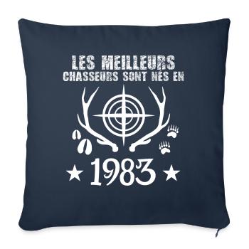 Chasseur | Anniversaire chasseur 1983 - Housse de coussin décorative 45 x 45 cm - bleu marine - Devant