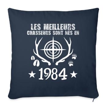 Chasseur | Anniversaire chasseur 1984 - Housse de coussin décorative 45 x 45 cm - bleu marine - Devant