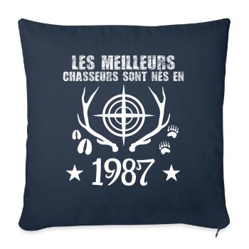Chasseur | Anniversaire chasseur 1987 - Housse de coussin décorative 45 x 45 cm - bleu marine - Devant