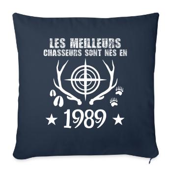 Chasseur | Anniversaire chasseur 1989 - Housse de coussin décorative 45 x 45 cm - bleu marine - Devant