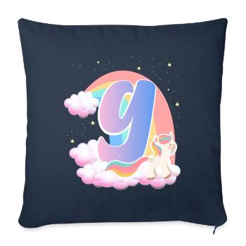 9 Einhorn Regenbogen Wolken Kleines Pony 9. - Sofakissenbezug 45 x 45 cm - Navy - Vorne