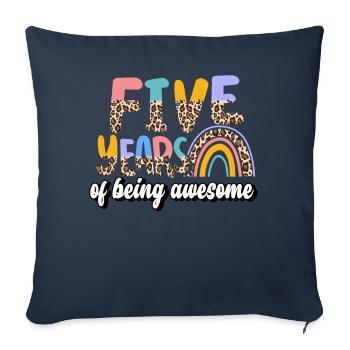 Cinq ans Génial Animal Skin Pattern Anniversaire - Housse de coussin décorative 45 x 45 cm - bleu marine - Devant