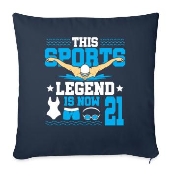 Cette légende du sport a maintenant 21 ans et nage - Housse de coussin décorative 45 x 45 cm - bleu marine - Devant