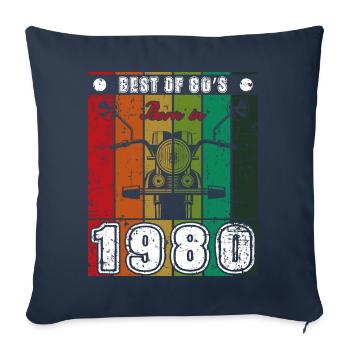 Le meilleur de la moto classique des années 80 née en 1980 - Housse de coussin décorative 45 x 45 cm - bleu marine - Devant