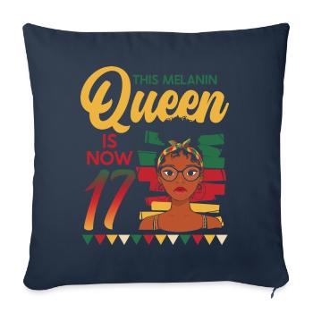 This Melanin Queen Is Now 17, 17th Birthday - Sofa pillowcase 17,3'' x 17,3'' (45 x 45 cm) - navy - Front