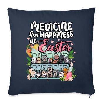 Medicine for Happiness on the Easter Holidays - Sofa pillowcase 17,3'' x 17,3'' (45 x 45 cm) - navy - Front