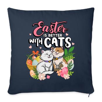 Easter is better with cats Easter season holidays - Sofa pillowcase 17,3'' x 17,3'' (45 x 45 cm) - navy - Front