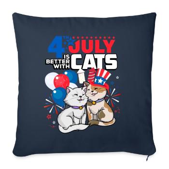 July 4 is better with cats - Sofa pillowcase 17,3'' x 17,3'' (45 x 45 cm) - navy - Front