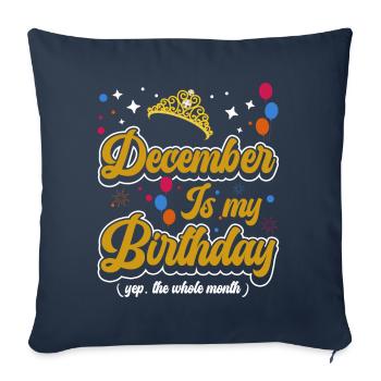 Décembre est mon anniversaire. La célébration de l' - Housse de coussin décorative 45 x 45 cm - bleu marine - Devant