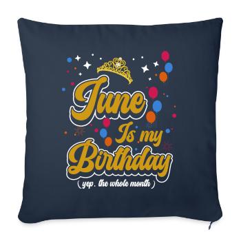 Juin est mon anniversaire. La célébration de l' - Housse de coussin décorative 45 x 45 cm - bleu marine - Devant