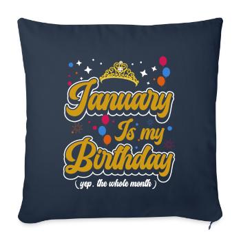 Janvier est mon anniversaire. La célébration de l' - Housse de coussin décorative 45 x 45 cm - bleu marine - Devant