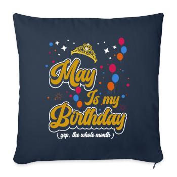 Mai est mon anniversaire, oui. Tout le mois - Housse de coussin décorative 45 x 45 cm - bleu marine - Devant