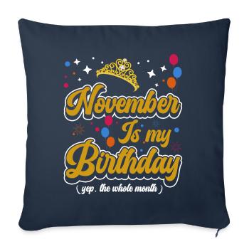 Novembre est mon anniversaire. La célébration de l' - Housse de coussin décorative 45 x 45 cm - bleu marine - Devant
