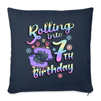 Rolling Into 7th Birthday Quad Skater - Sofa pillowcase 17,3'' x 17,3'' (45 x 45 cm) - navy - Front