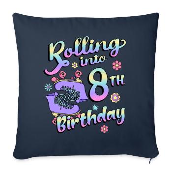 Rolling Into 8th Birthday Quad Skater - Sofa pillowcase 17,3'' x 17,3'' (45 x 45 cm) - navy - Front