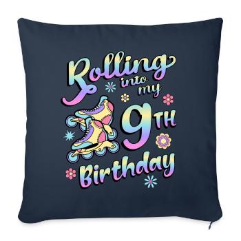 Rolling Into My 9th Birthday Roller Skater Inline - Sofakissenbezug 45 x 45 cm - Navy - Vorne