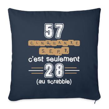 Anniversaire 57 ans, idée cadeau date de naissance - Housse de coussin décorative 45 x 45 cm - bleu marine - Devant