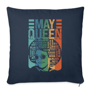 Mai - Mois de naissance de la Reine - Célébrez le - Housse de coussin décorative 45 x 45 cm - bleu marine - Devant