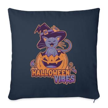 Halloween Vibes Pumpkin Cat In Witch Hat - Sofa pillowcase 17,3'' x 17,3'' (45 x 45 cm) - navy - Front