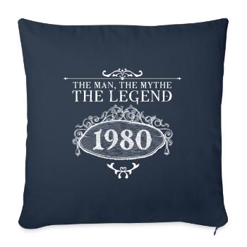 1980 | Vintage Legend since 1980 birthday - Sofa pillowcase 17,3'' x 17,3'' (45 x 45 cm) - navy - Front