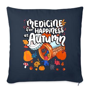 Médecine pour le bonheur à Autumn Cat Gummies - Housse de coussin décorative 45 x 45 cm - bleu marine - Devant