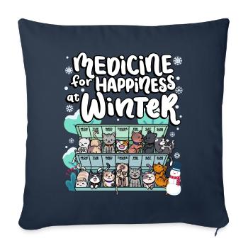 Médicament pour le bonheur sur les chats d’hiver en semaine - Housse de coussin décorative 45 x 45 cm - bleu marine - Devant