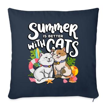 Summer is better with cats Summer Pet Lover - Sofa pillowcase 17,3'' x 17,3'' (45 x 45 cm) - navy - Front