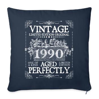 1990 | Vintage Perfectly seit 1990 Geburtstag - Sofakissenbezug 45 x 45 cm - Navy - Vorne