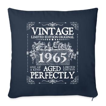 1965 | Vintage Perfectly since 1965 birthday - Housse de coussin décorative 45 x 45 cm - bleu marine - Devant