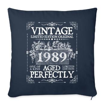 1989 | Vintage Perfectly since 1989 birthday - Sofa pillowcase 17,3'' x 17,3'' (45 x 45 cm) - navy - Front