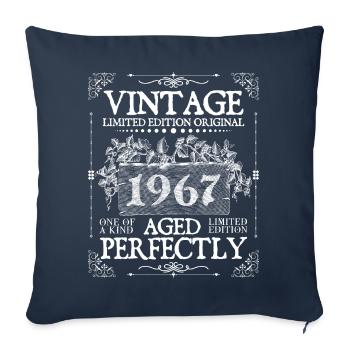 1967 | Vintage Perfectly since 1967 birthday - Housse de coussin décorative 45 x 45 cm - bleu marine - Devant
