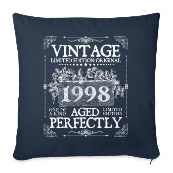 1998 | Vintage Perfectly seit 1998 Geburtstag - Sofakissenbezug 45 x 45 cm - Navy - Vorne