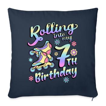 Rolling Into My 7th Birthday Roller Skater Inline - Sofa pillowcase 17,3'' x 17,3'' (45 x 45 cm) - navy - Front