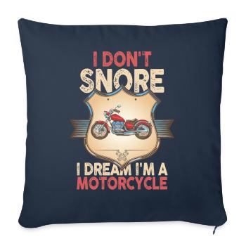 Je ne ronfle pas, je rêve que je suis une moto - Housse de coussin décorative 45 x 45 cm - bleu marine - Devant