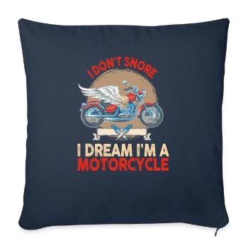 Je ne ronfle pas, je rêve que je suis une moto - Housse de coussin décorative 45 x 45 cm - bleu marine - Devant