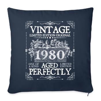 1980 | Vintage Perfectly since 1980 birthday - Sofa pillowcase 17,3'' x 17,3'' (45 x 45 cm) - navy - Front