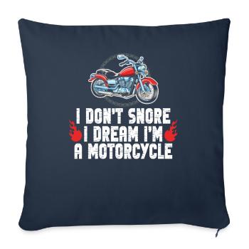 Je ne ronfle pas, je rêve que je suis une moto - Housse de coussin décorative 45 x 45 cm - bleu marine - Devant