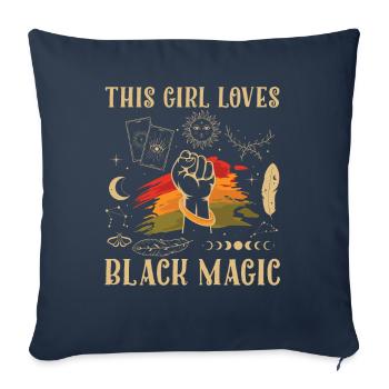 Cette fille aime célébrer la magie noire - Housse de coussin décorative 45 x 45 cm - bleu marine - Devant