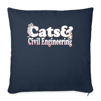 Chats mignons de Kawaii et chat féminin de génie civil - Housse de coussin décorative 45 x 45 cm - bleu marine - Devant