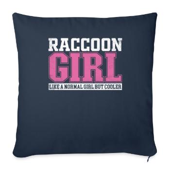 Femme raton laveur fille comme une fille normale mais plus cool - Housse de coussin décorative 45 x 45 cm - bleu marine - Devant