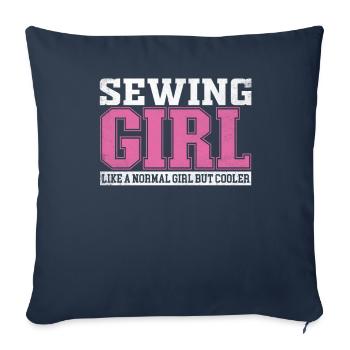 Femme couture fille comme une fille normale mais plus cool - Housse de coussin décorative 45 x 45 cm - bleu marine - Devant