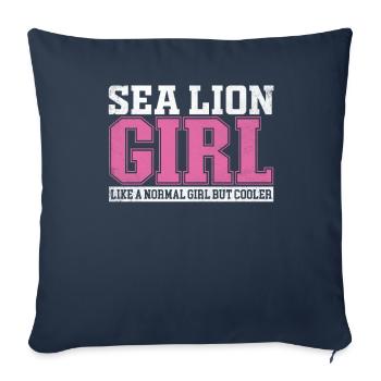 Femme Lion de Mer Fille Comme Une Fille Normale Mais Plus Cool - Housse de coussin décorative 45 x 45 cm - bleu marine - Devant