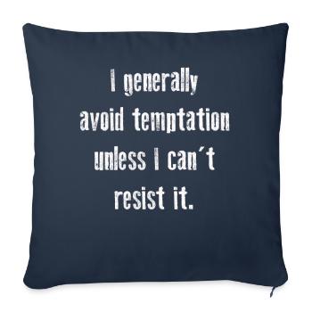 J’évite généralement la tentation à moins que je ne puisse résister - Housse de coussin décorative 45 x 45 cm - bleu marine - Devant