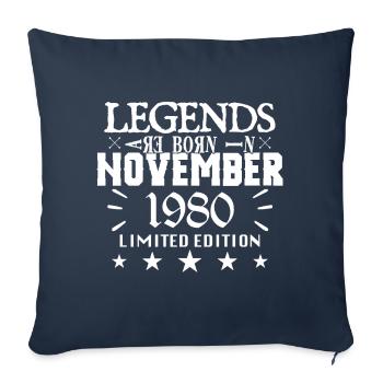 November 1980 | birthday 1980 legends are born - Housse de coussin décorative 45 x 45 cm - bleu marine - Devant
