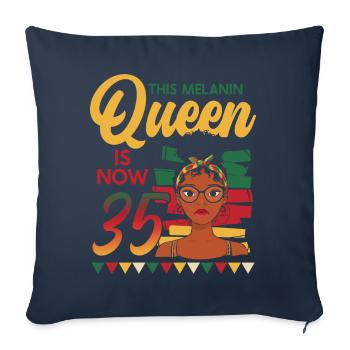 This melanin queen is now 35 years old, 35 - Sofa pillowcase 17,3'' x 17,3'' (45 x 45 cm) - navy - Front