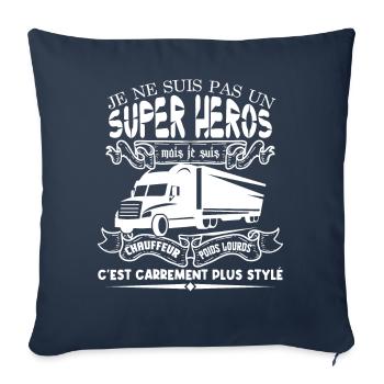 chauffeur camion | Fan de Camions super héros - Housse de coussin décorative 45 x 45 cm - bleu marine - Devant