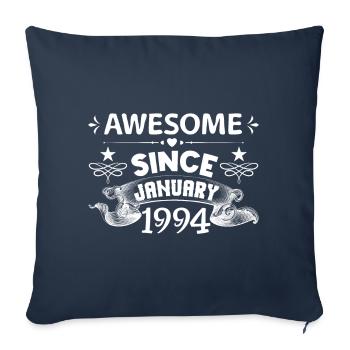 January 1994 | Awesome since January 1994 - Housse de coussin décorative 45 x 45 cm - bleu marine - Devant
