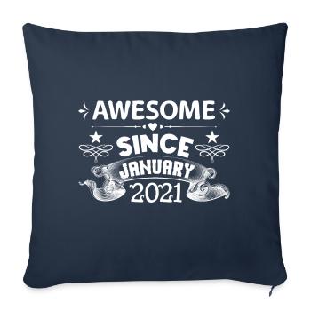 January 2021 | Awesome since January 2021 - Housse de coussin décorative 45 x 45 cm - bleu marine - Devant