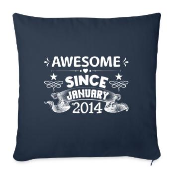 January 2014 | Awesome since January 2014 - Housse de coussin décorative 45 x 45 cm - bleu marine - Devant